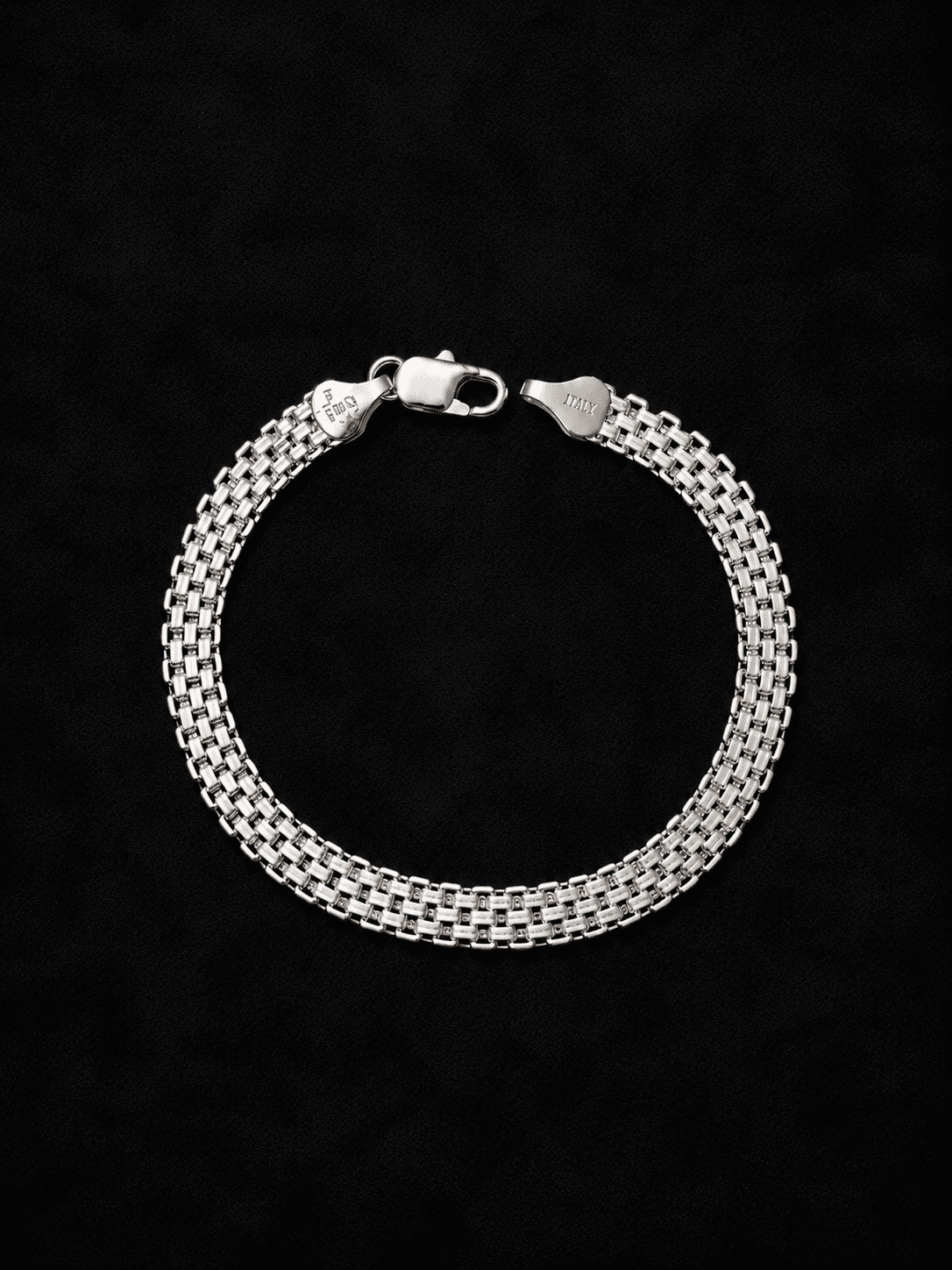 pulsera diseño tejido chino plata italiana ley 925