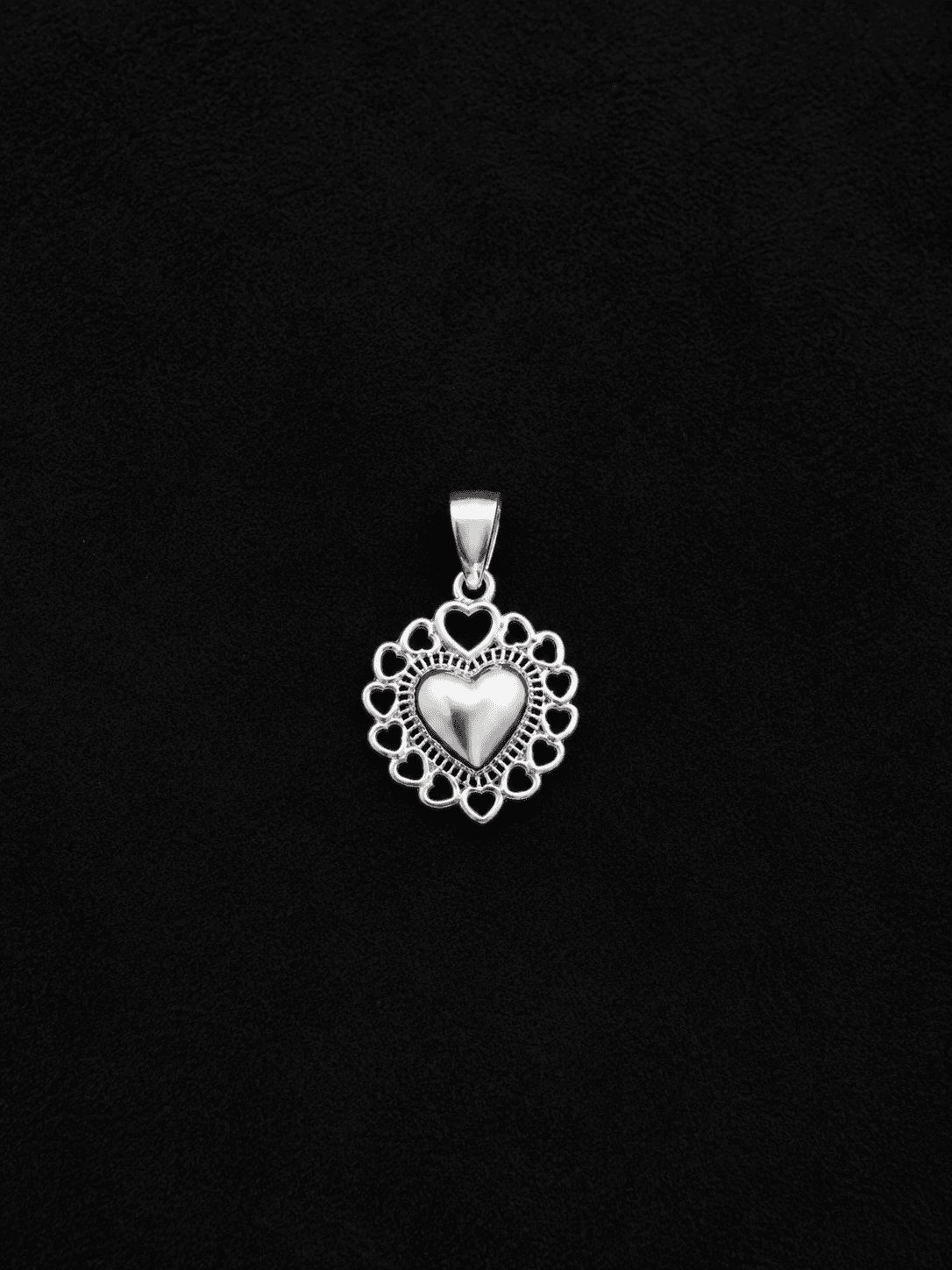 Colgante diseño corazón plata italiana ley 925