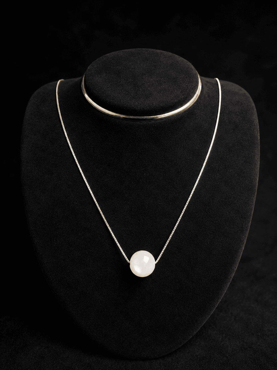 Cadena con perla ajustable plata italiana ley 925