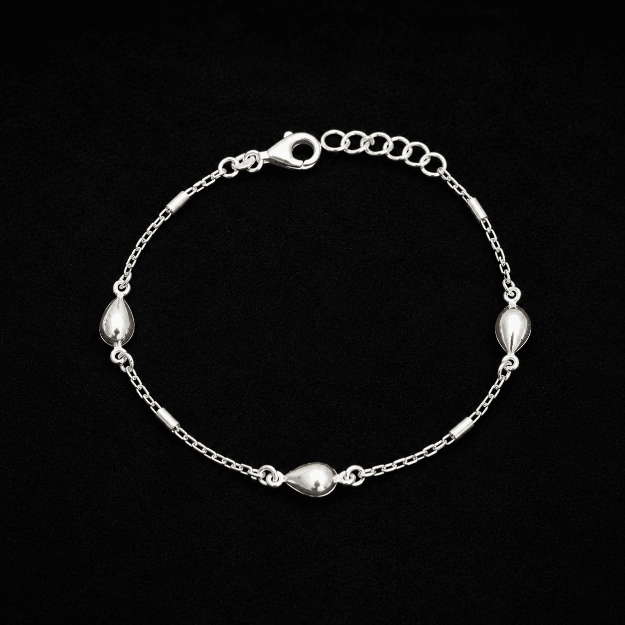 Pulsera ajustable forma de gota plata italiana ley 925